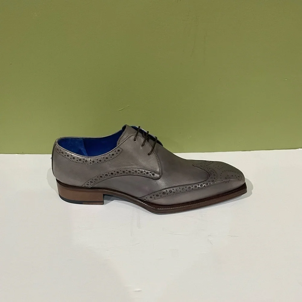Emilio Franco shoes dressy gray leather calf wing tip